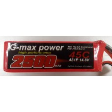 G-MAX POWER 2500MAH 45C 14.8V 4S1P LIPO BATTERY